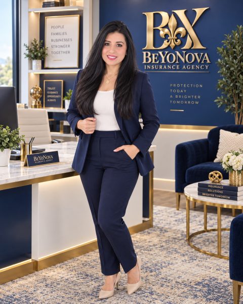 Yoly at the BeYoNova Insurance Agency office